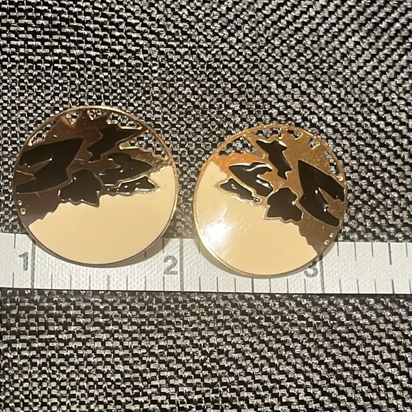 VINTAGE Edgar Berebi large enamel 80s post back earrings - Picture 4 of 4